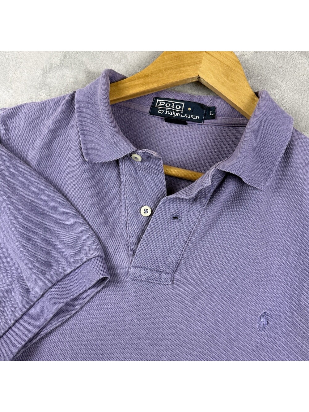 Polo Ralph Lauren Men Polo Light Purple Pony Size L 100% Cotton Luxury Preppy